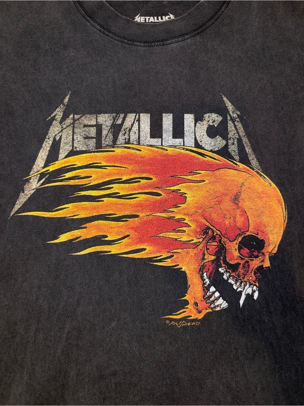 Metallica Skull Tour Tee L Vintage Wash Black Band Shirt Front Back - Picture 3 of 5